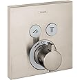 hansgrohe ShowerSelect Modern Minimalist Auto Temperature Control 1-Handle 6-inch Wide Thermostatic Shower Trim for Rough-in Valve with Diverter in Brushed Nickel, 15763821