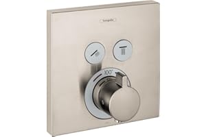 hansgrohe ShowerSelect Modern Thermostatic Shower Valve Trim with Temperature Control and Diverter in Brushed Nickel, 15763821