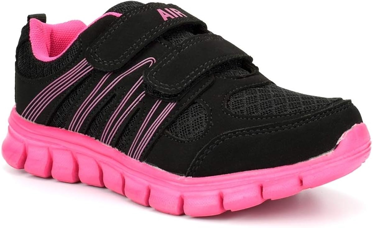Dek Girls Touch Fastening Super Lightweight Jogger Trainers Black/Fuchsia 9 UK Child, Black Fuchsia - Image 3