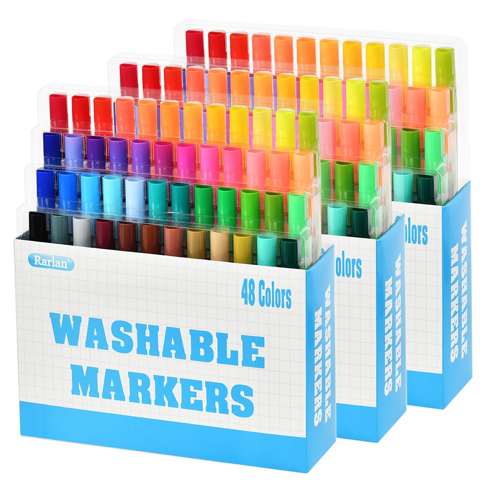 Washable Markers Bulk, Markers for Kids, Bulk Pack, 48 Colors, 3 Boxes, 144 Count
