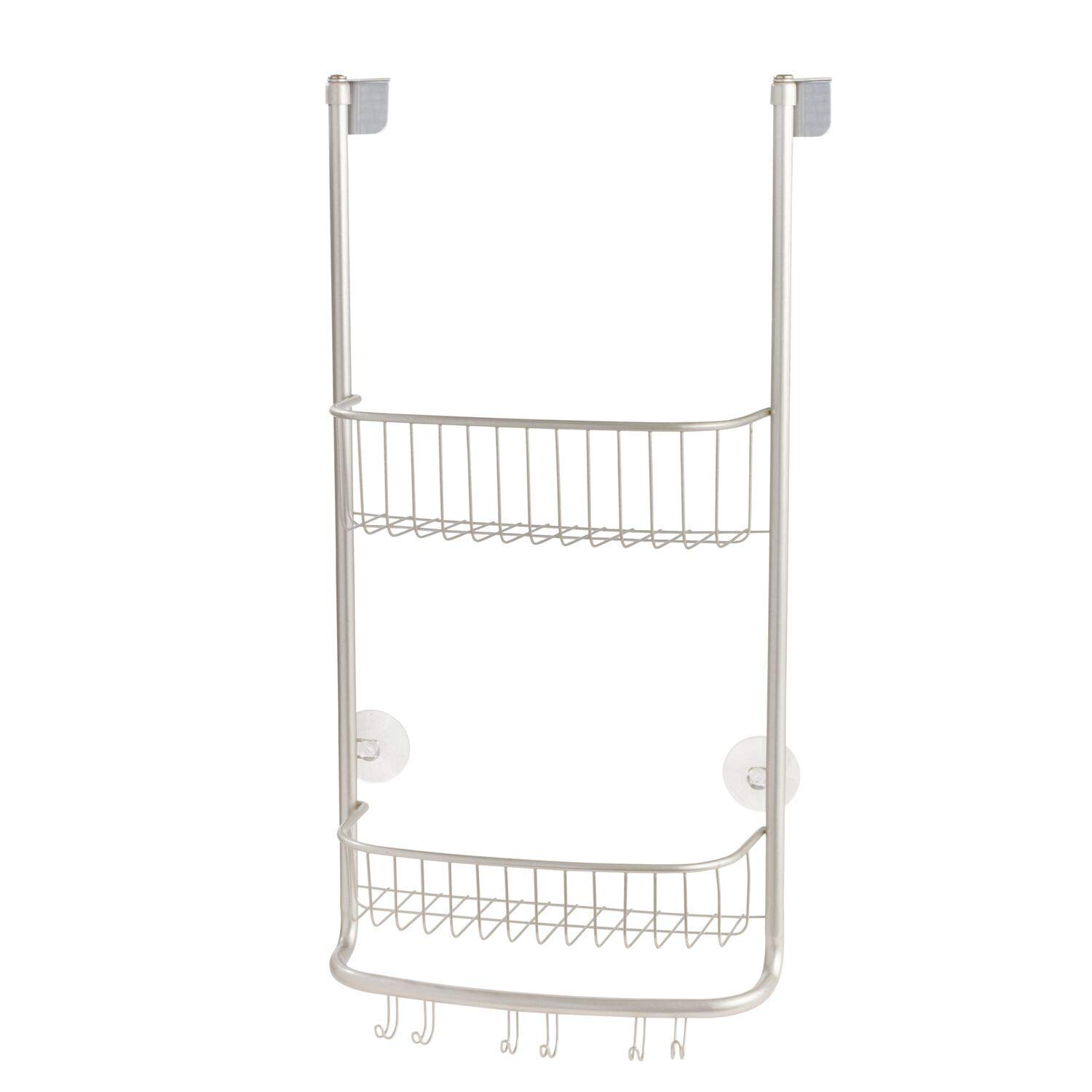Buy iDesign shower shelf for hanging, small shower shelf with two baskets and 3 double hooks