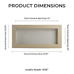 14x22 Shadow Box Frame White Washed Wood | with a
