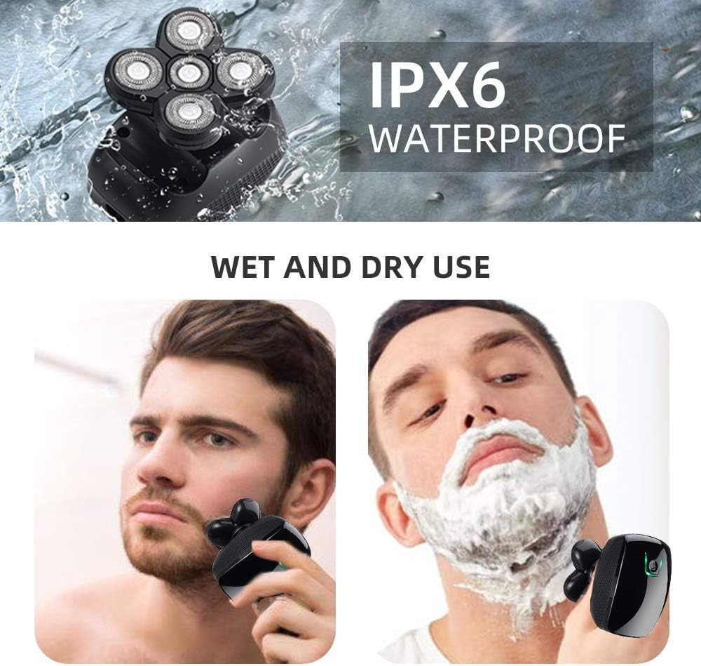 Electric Shaver for Men Rechargeable 5 in 1 Head and Face Electric Rotary Razor 4D Floating 5