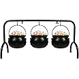 Darnassus Halloween Cauldron On Rack,Set Of 3 Witches Cauldron Serving Bowls Halloween Candy Bowl,Plastic Black Cauldron Halloween Decor Halloween Party Decoration