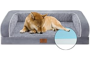 Yiruka Dog Beds for Large Dogs, Grey Large Dog Bed, Washable Dog Bed with Removale Bolsters, Waterproof Orthopedic Thick Foam Dog Bed with Nonslip Bottom, Up to 65 lbs
