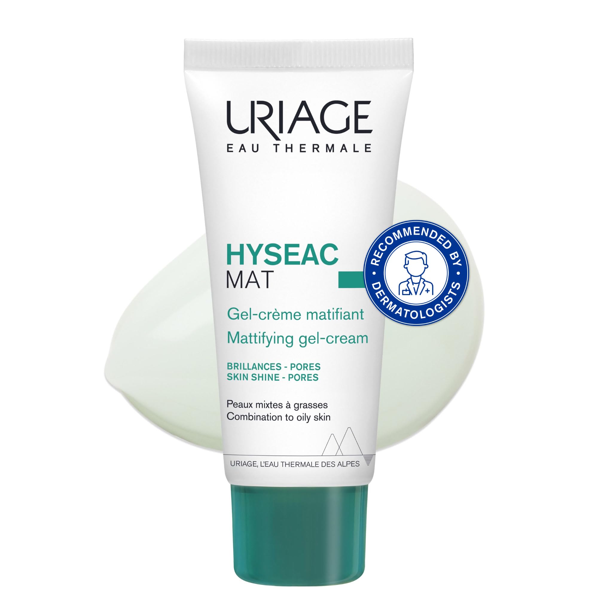 Uriage Hyseac Mat Mattifying Gel Cream - Reduces Skin Shine, Absorbs Excess Sebum & Tightens Pores - Primer & Moisturizer For Combination to Oily Skin - Ideal Makeup Base - Light & Fresh Cream - 40ml