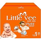 Little Vee Baby Diapers, Size 1 (104 Count)-(8-17 lbs)– Ultra-Soft Infant Disposable Diapers with Shea Butter Essence, Wetness Indicator, and Up to 12 Hours of Leak Guard Protection