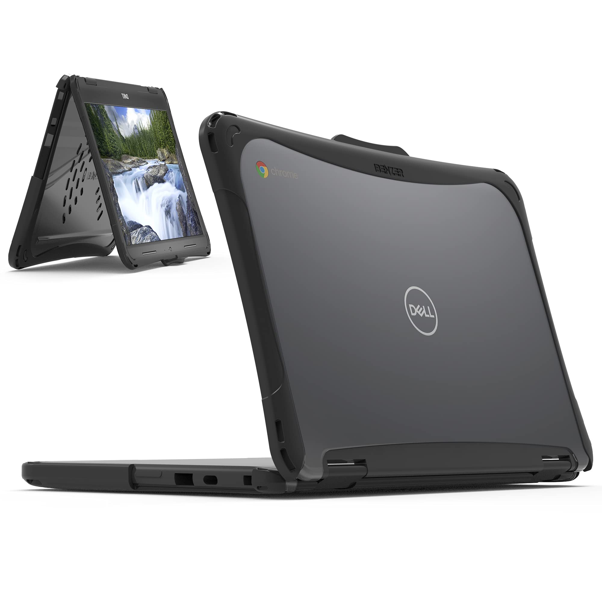 Photo 1 of IBENZER Hexpact Case for Dell 2 in 1 Chromebook 3120 3110 3100 11 inch, Heavy Duty Snap on Rugged Protective Cover for K-12 Students, Education, Classrooms, Drop Tested, Black, DL3100-360