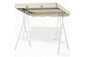 PLUSLEYSC Swing Canopy Replacement Cover, 420D All Weather Protection Deluxe Waterproof UV, Patio/Outdoor 2 Seater Swing Canopy Replacement (Beige,65"x45")