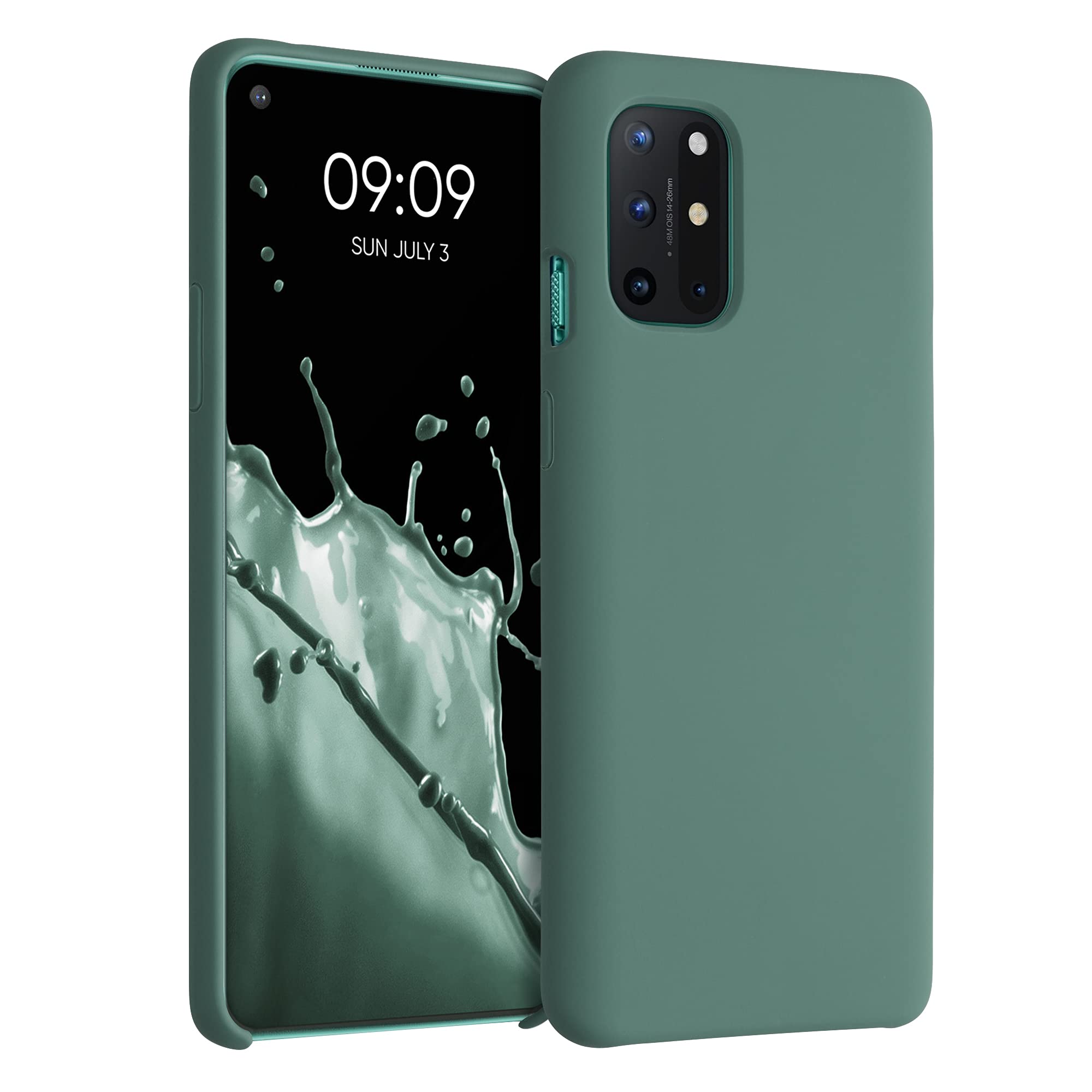 kwmobile Case for OnePlus 8T Case - Soft Cover - Shockproof Silicone - Wireless Charging Forest Green