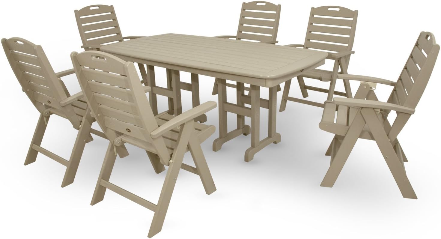 Trex Outdoor Furniture By Polywood 7 Piece Yacht Club Highback Dining Set Sand Castle Amazon Ca Patio Lawn Garden