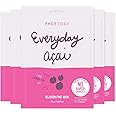 FACETORY K Beauty Face Mask Skin Care - Everyday ACAI Rejuvenating Sheet Mask | Plant-Based with Acai Infusion (5 Pack)