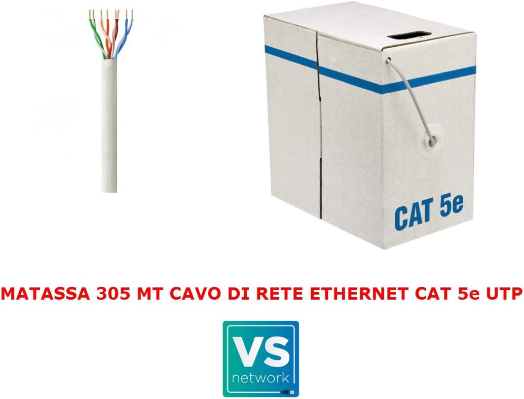 Roll 305 MT metres UTP Network Cable Cat 5e Ethernet LAN M 5 Spool and Grey Internet ADSL Router Access Point