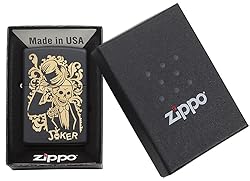 Zippo Joker Pocket Lighter, Black Matte Joker, One