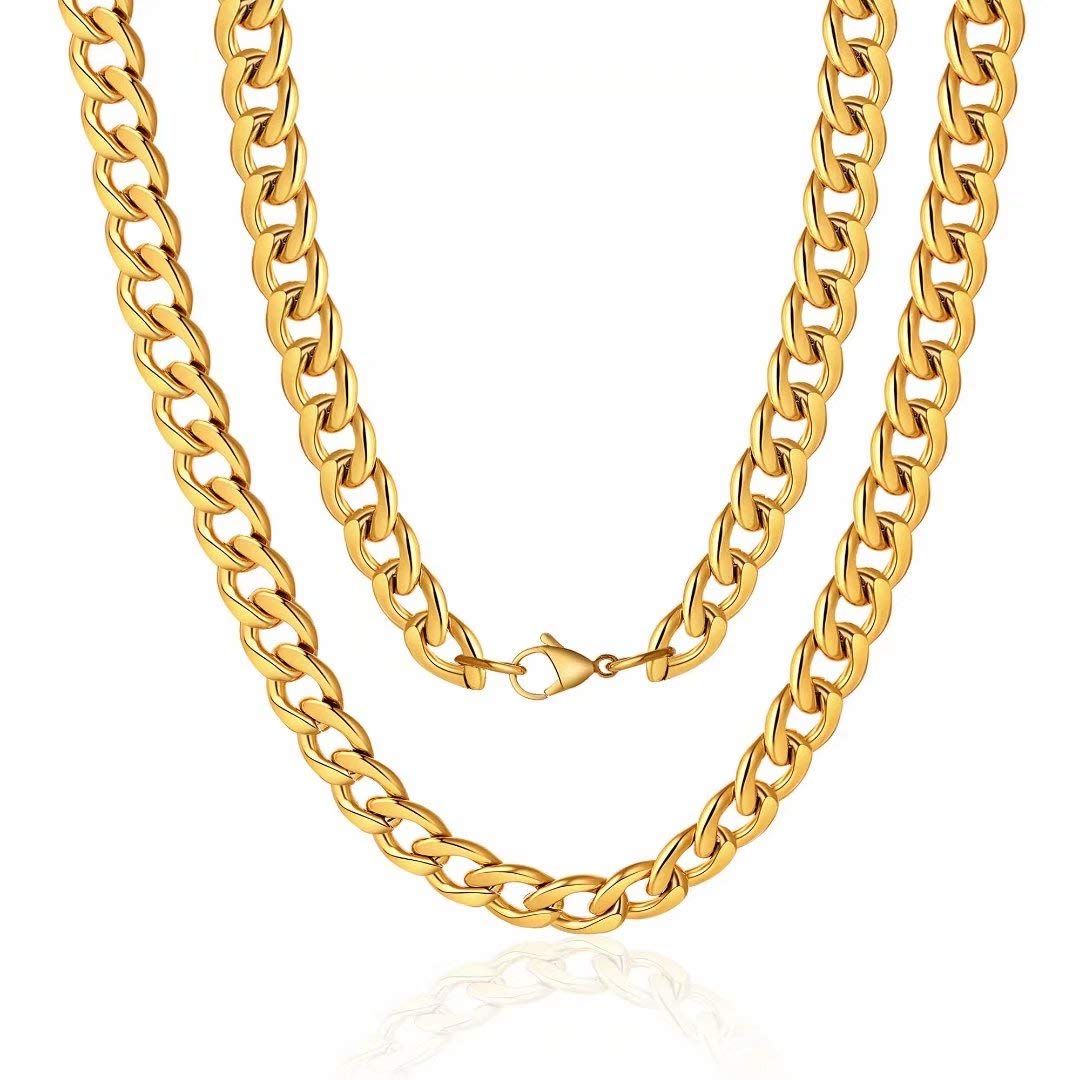 Buy M MOOHAM Gold Chain for Men, 5mm 36 Inch Stainless Steel Gold Cuban