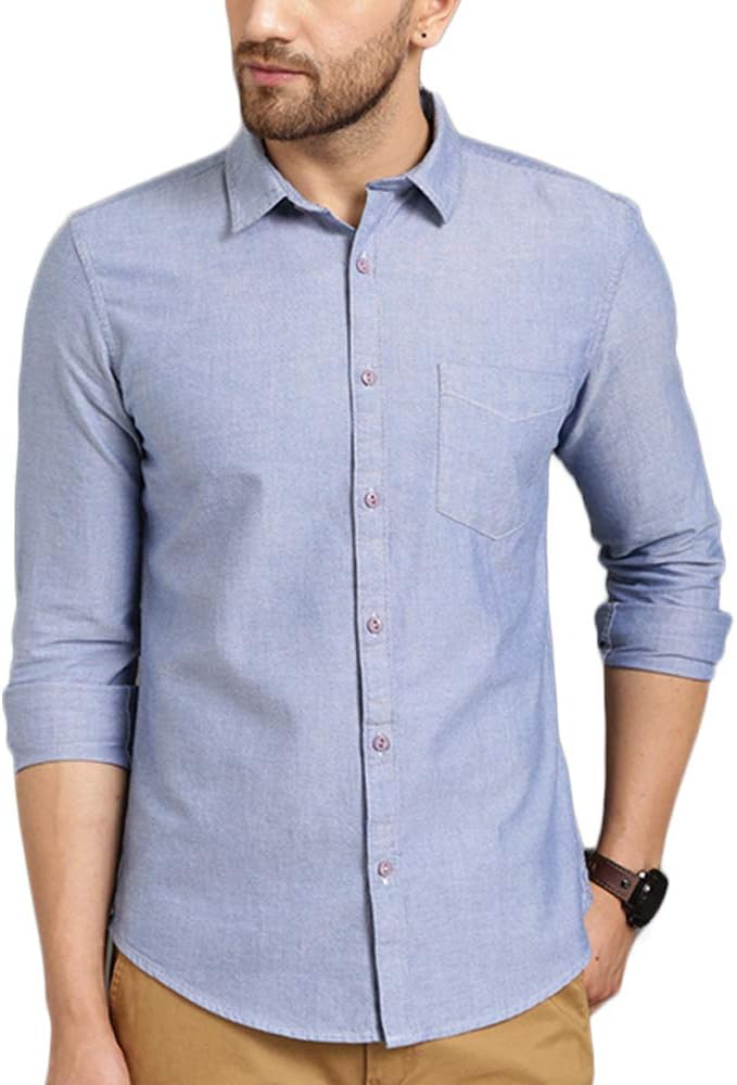 TURMS Men's Slim Fit Casual Shirt