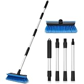 Ordenado 56" Car Wash Brush with Long Handle, Soft Bristle&amp; Rubber Squeegee | Extendable Car Cleaning Brush with 4 Aluminum Poles, Scratch-Free Car Washing Mop Kit for RV Boat Truck SUV, Sweep Snow