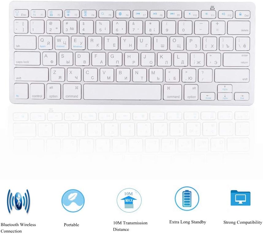 Wireless Bluetooth Keyboard Russian for Mac/Windows/Android, 78 Key Keyboard Wireless Keyboard Multi-Functional Ultra-Thin