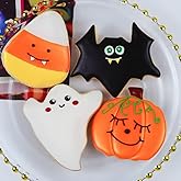Halloween Cookie Cutters Set- 4 Pieces Stainless Steel Baking Cutter Molds Pumpkin, Ghost, Bat, Corn Candy Cookie Cutters Hol