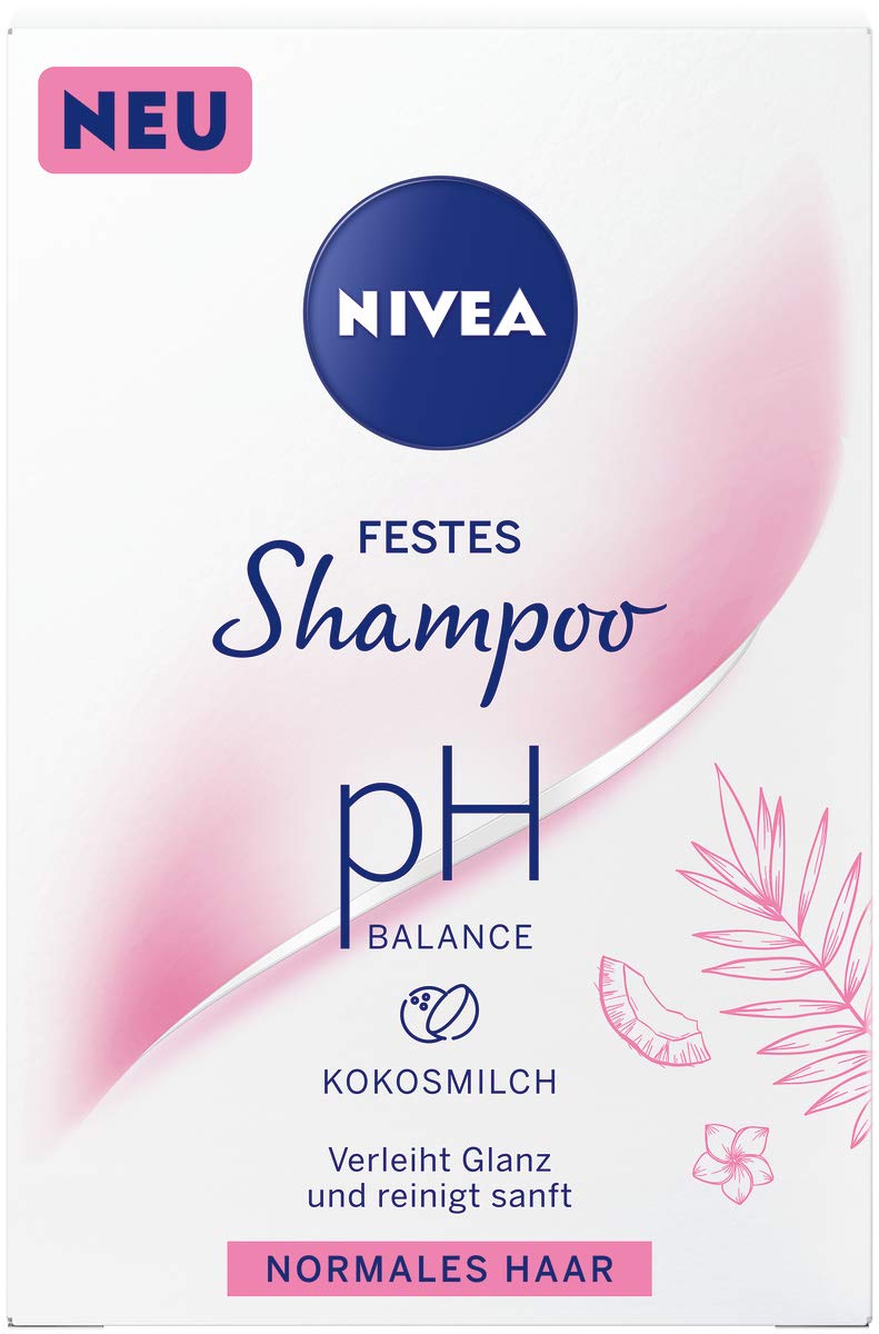 NIVEA Firm Shampoo pH Balance for Normal Hair (75 g), Gentle Cleansing Solid Shampoo with Coconut Milk, pH Optimised Shampoo with Vegan Formula