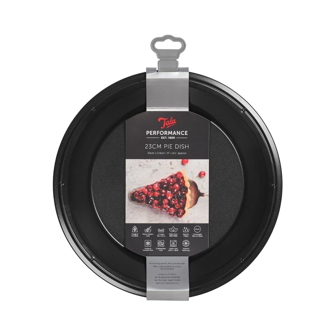 Tala Performance 25.8cm Round Pie Dish, Carbon Steel Pie Tin with Eclipse Non-Stick Coating, Heavy-Duty Bakeware for Quiches, Tarts & Pies, 25.8x25.8x3.6 cm
