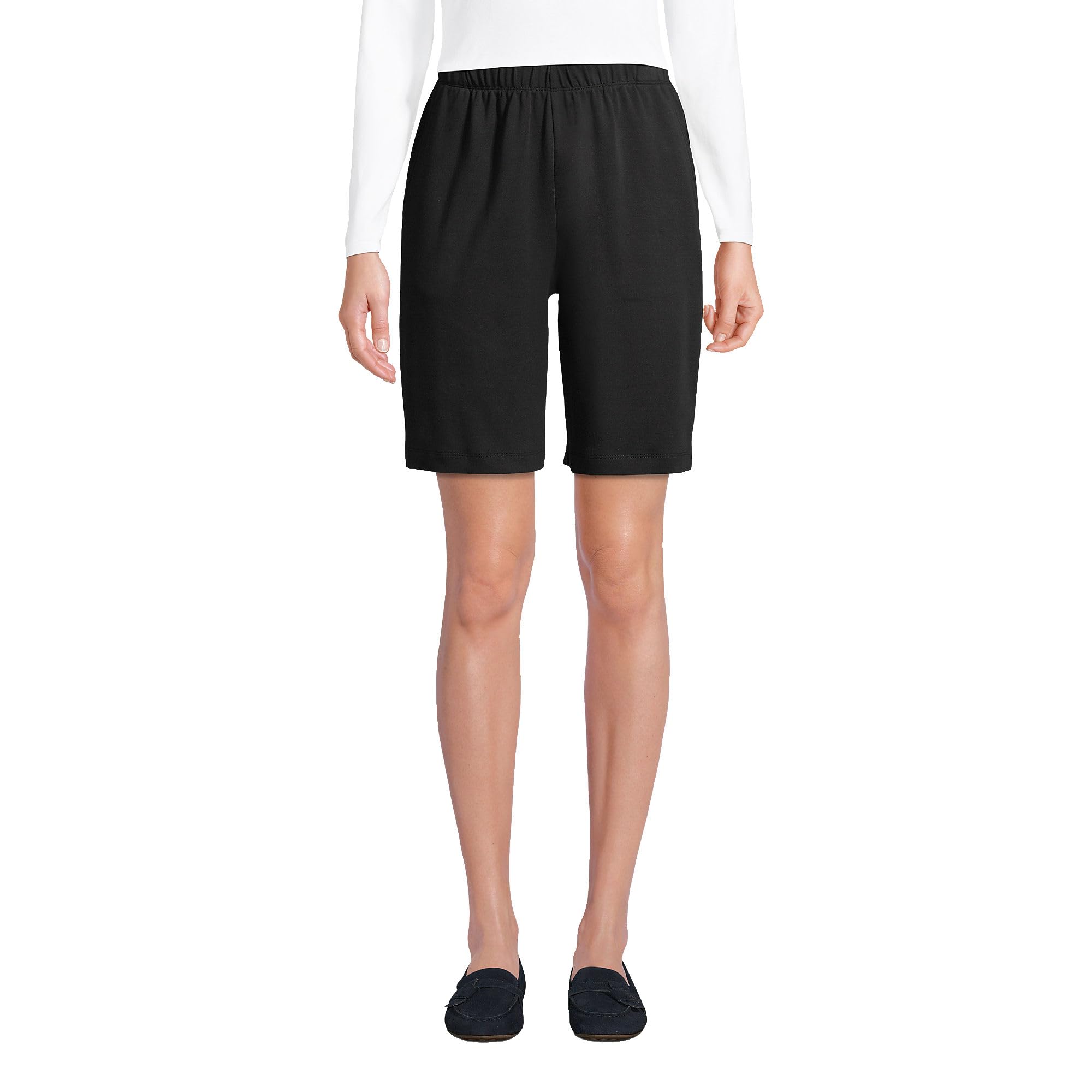 Photo 1 of Lands' End Women s Sport Knit Shorts Black Petite X-Large
