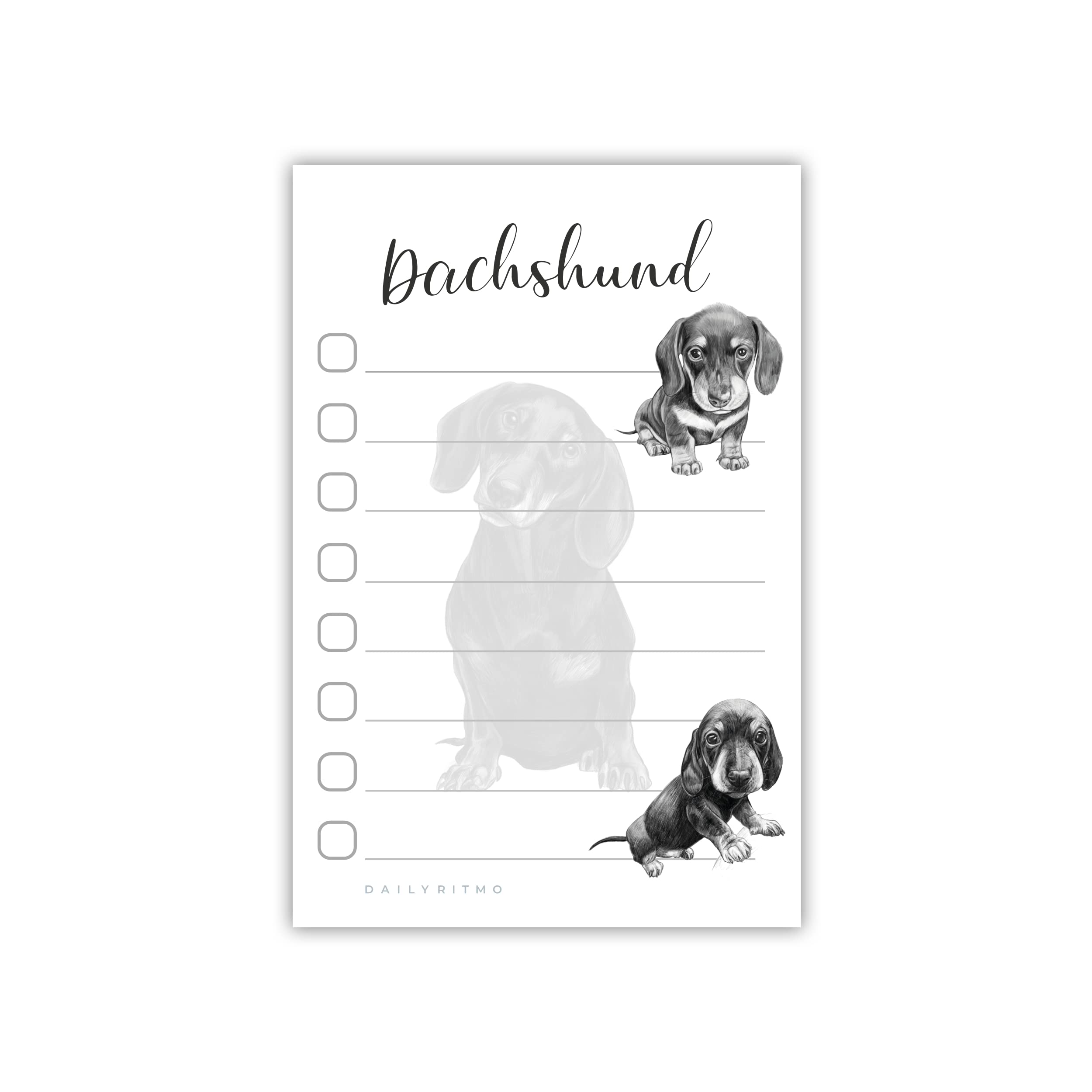 DAILY RITMO Dachshund Sticky Notepad to Do List | Weiner Dog Lover Gifts for Women | Office School Supply Sticky Notes 10 cmx15 cm 50 Pages, White