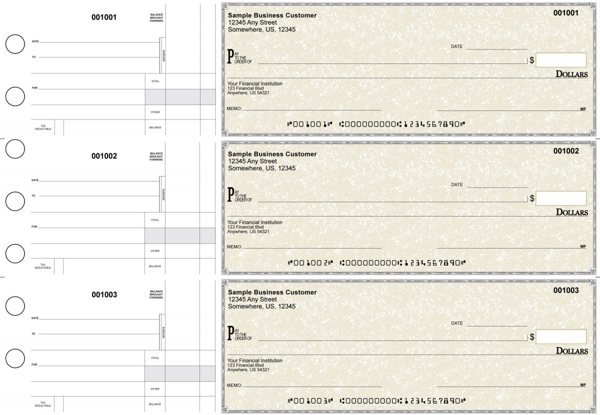 ABC Manual Checks for Business 3 on a Page with