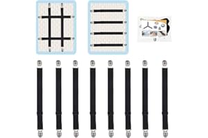 QoeCycth 8Pcs Adjustable Bed Sheet Straps Clips, Elastic Mattress Sheet Fasteners Holder and Suspenders, Grippers to Hold Sheet, Mattress, Sofa, Couch, Table Cloth, Ironing Board Cover