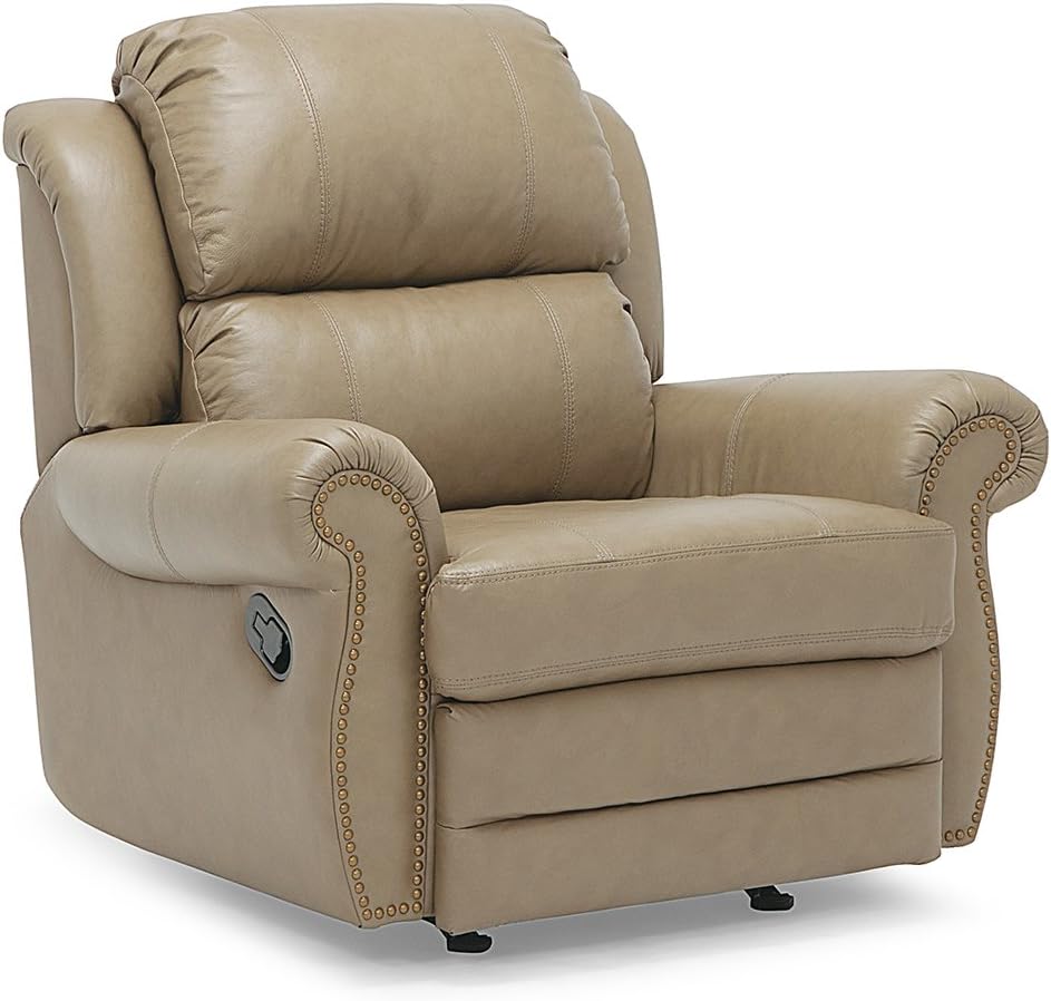 Oliver Pierce Enoch Leather Rocker Recliner, Beige