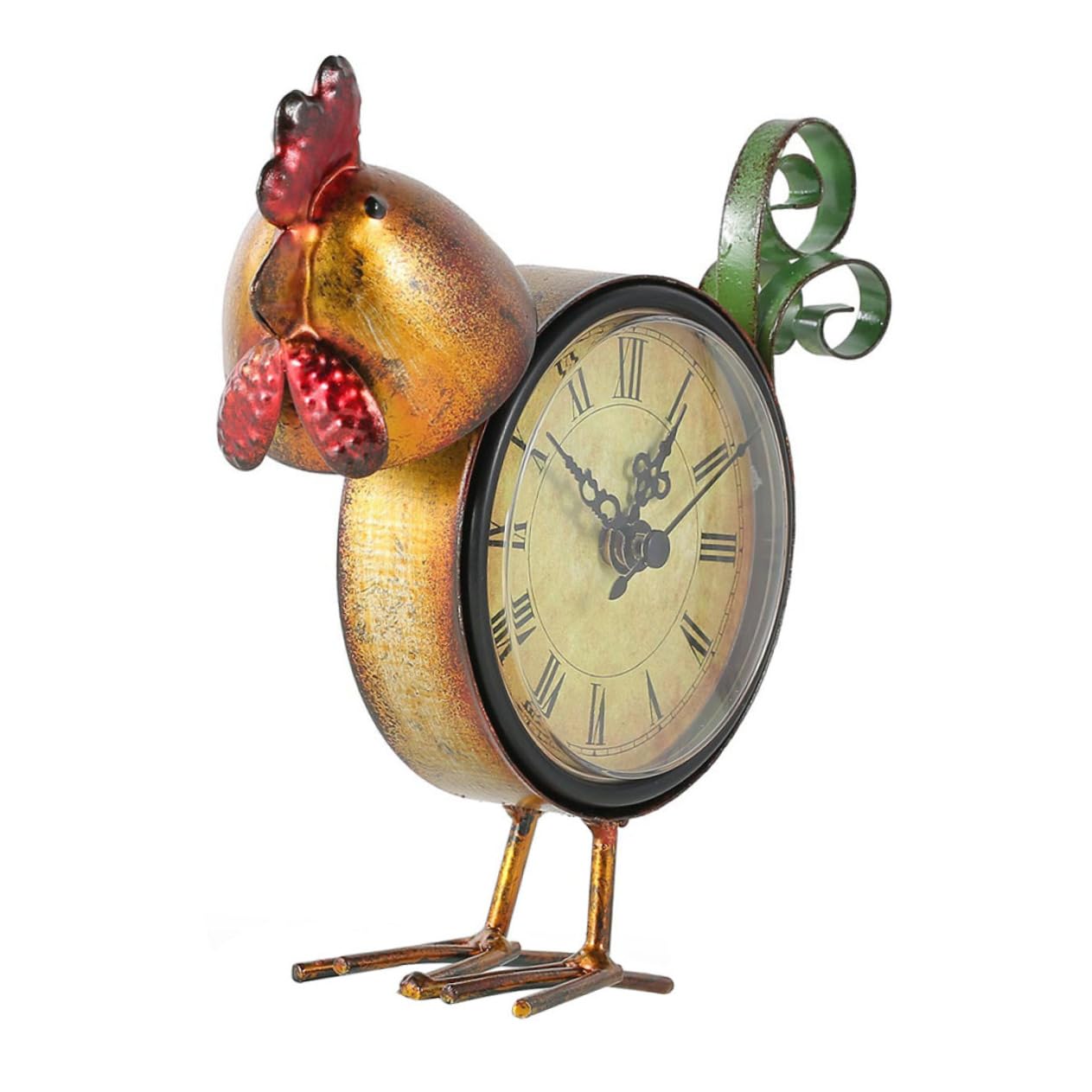 Chick Clock Ornament Chicken Statue Pewter Table Clock Decorative Table Clock Antique Table Clock Classic Retro Clock Chicken Desk Clock Chicken Desk Clock Chicken Figure Table Clock Iron