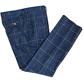 Wemaliyzd Men's Premiun Tweed Blend Flat Front Check Dress Pants