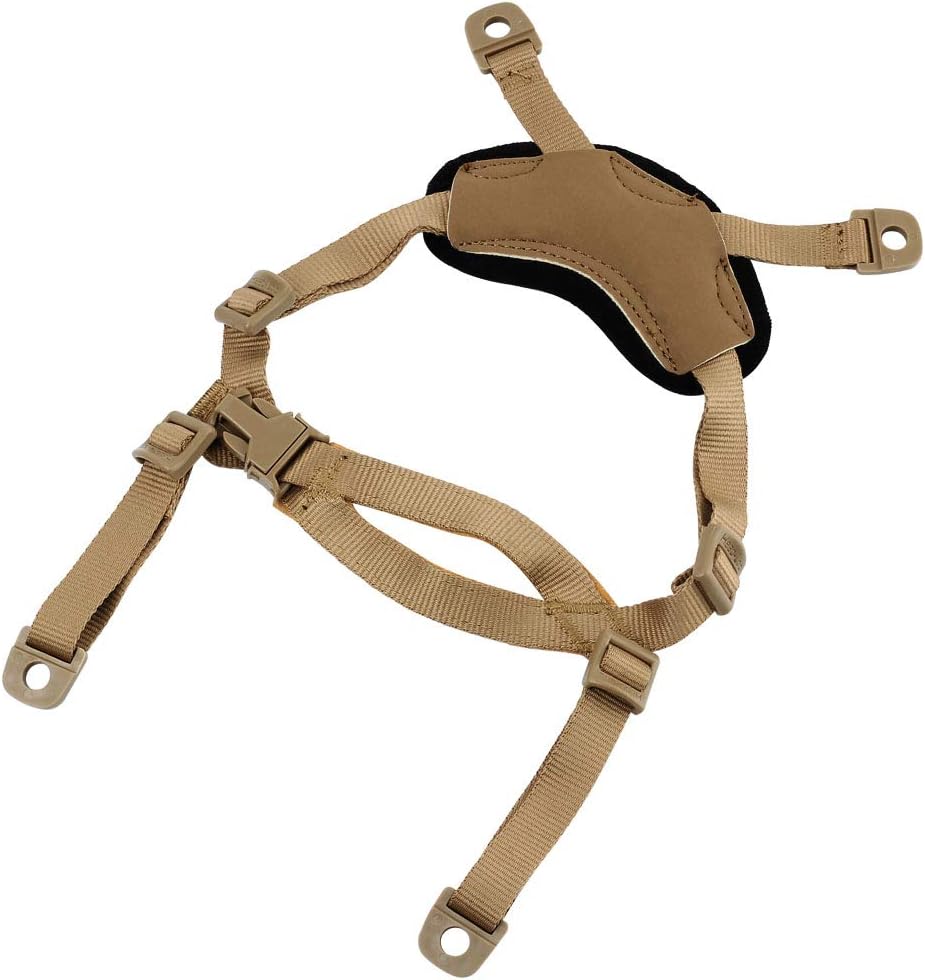 Helmet Chin Strap 4 Points for Tactical Fast/MICH/IBH Kevlar Bump Helmets, X-Nape Helmet Suspension System with Bolts and Screws Tan : Sports & Outdoors