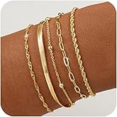 BERISO Gold Bracelets for Women, Elegant Adjustable 14K Gold Plated Bracelet for Women, Trendy Minimalist Dainty Gold Bracelet for Everyday Wear