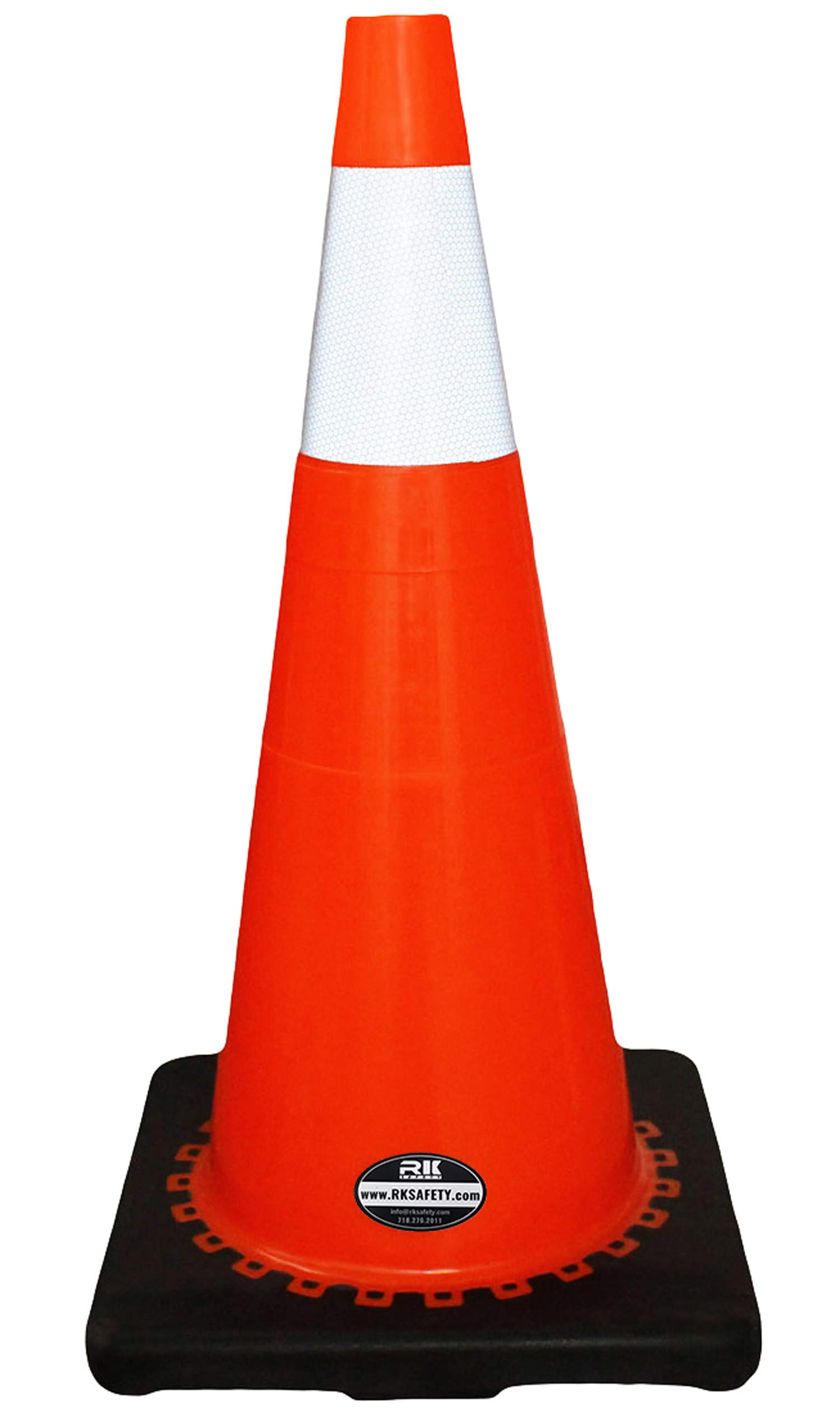 (Set of 8) 28" RK Orange Safety Traffic PVC Cones, Black Base with One