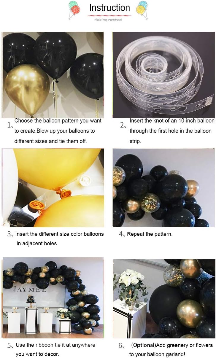 Beaumode DIY Black&Gold Balloon Garland Arch Kit 82pcs Balloons for Countdown Birthday New Year’s Eve Backdrop Bachelorette Wedding Party Centerpiece Graduation Anniversary Party Decoration: Toys & Games