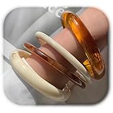 CHAKRA HEALING REIKI CHR 4 Pcs Chunky Acrylic Bangles Bracelets for Women Geometric Circle Thickness Wristbands Cuff Bracelet Jewelry Resin Acetate Mottled Statement Bangles Bracelets Set for Women