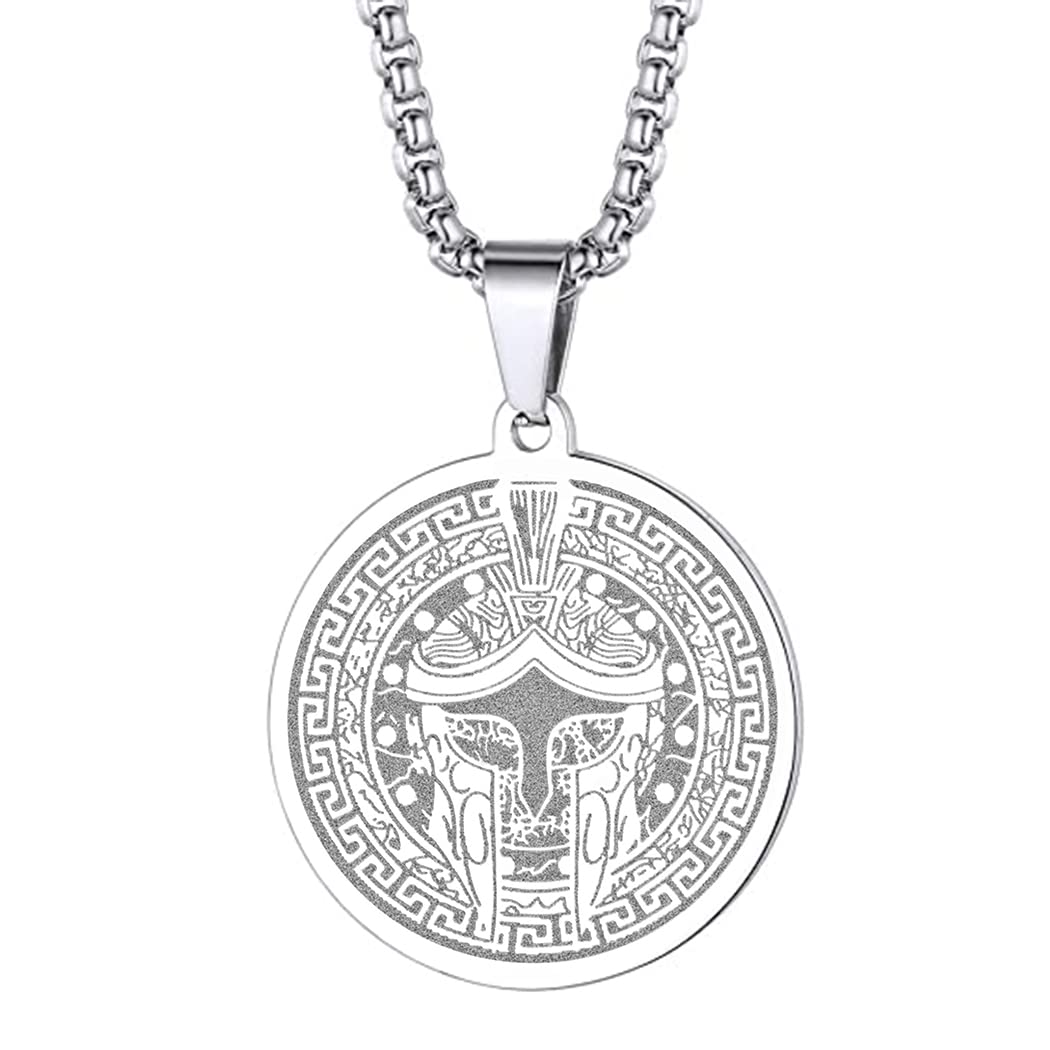 chengxun Symbol of the Ancient Greek God of War - Ares Necklace for Men Women Greek War Memorial Charm Pendant Neck Chain Amulet Talisman Jewelry Gift (216S)