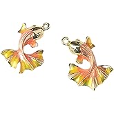 LOTIKOU 10 Pcs Goldfish Filigree Charms, Alloy Fish Pendants, Enamel Goldfish Accessories, Fish Shaped Craft Charms for Jewelry Making