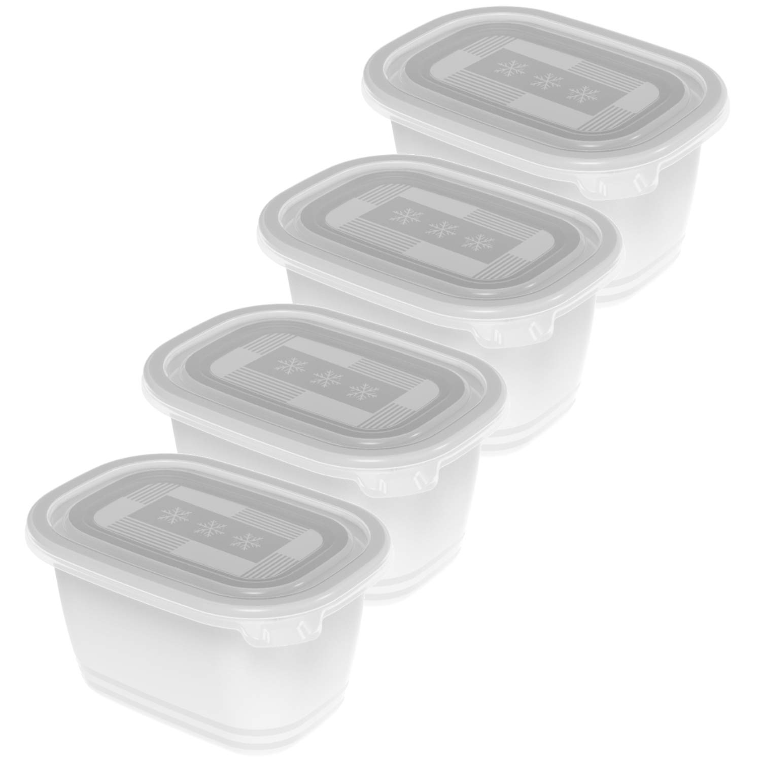 Rotho, Freeze, Set of 4 freezer jars 0.75l with lid, Plastic (PP) BPA-free, transparent, 4 x 0,75l (15,5 x 11,0 x 13,4 cm)
