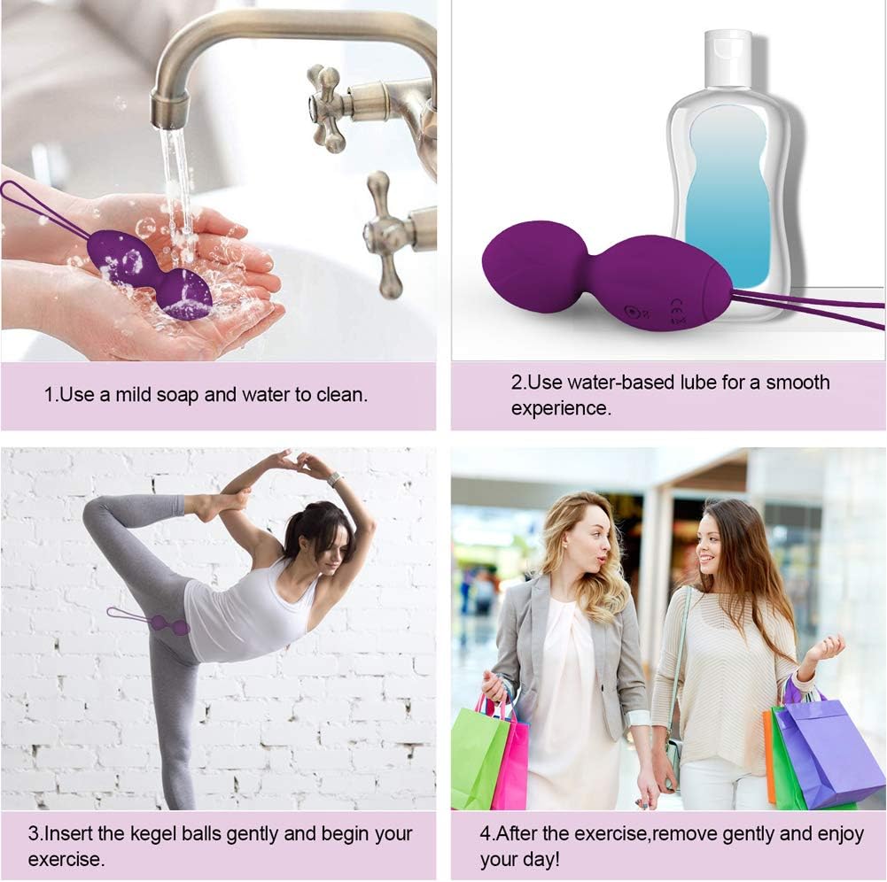 Ben Wa Kegel Balls Weighted Exercise Kit for Beginner -Kegel Balls for Tightening RFY 3 in 1 Kegel Exercise Weights System for Women, Bladder Control & Pelvic Floor Exercises (Purple): Health & Personal Care