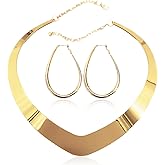 Your Always Charm Chunky Gold Necklace Earrings Set Statement Necklaces for Women Adjustable Cuff Necklace Halloween Costume Jewelry Accessories Gift