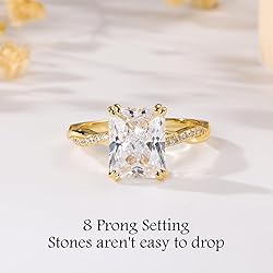 LANKRALOVNA 4CT Radiant Cut Engagement Rings for