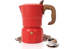 LAOION Stovetop Espresso Maker and Coffee Maker, Classic Italian Coffee Maker Moka Pot, Old Style Fashion Coffee Maker Mocha Pot, Grecas de cafe, Cuban coffee maker for Cafetera cubana (3 cup red)