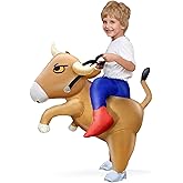 Camlinbo Halloween Inflatable Costume Bull Rider for Boys Toddlers Animal Cosplay Blows up Halloween Costumes Party Brown