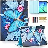 SM-T350 Case, Galaxy Tab A 8.0 Case, Dteck(TM) Protective Synthetic Leather Smart Wallet Case with [Auto Sleep Wake] Cute Cartoon Flip Stand Cover for Samsung Galaxy Tab A 8.0 Tablet-Butterfly Flower