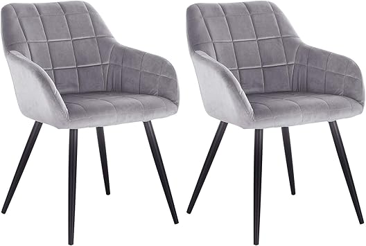 Woltu Esszimmerstuhle Bh93gr 2 2er Set Kuchenstuhl Polsterstuhl Wohnzimmerstuhl Sessel Mit Armlehne Sitzflache Aus Samt Metallbeine Grau Amazon De Kuche Haushalt