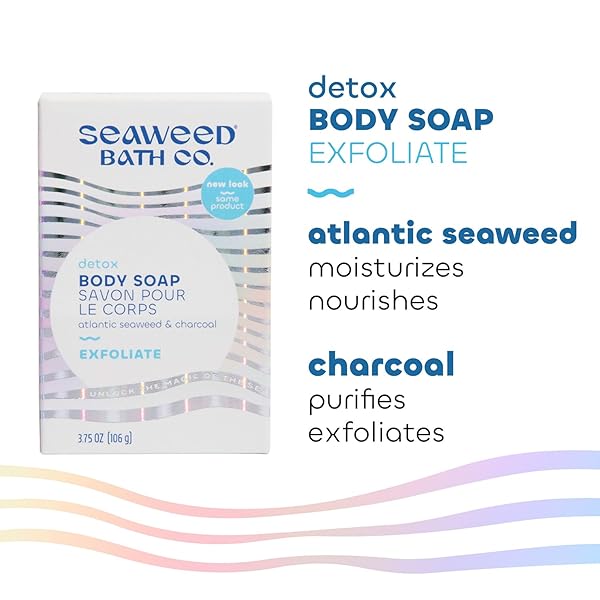 SEAWEED BATH CO. EXFOLIATE DETOX BODY SOAP, 3.75 OUNCE, SUSTAINABLY HARVESTED SEAWEED, CHARCOAL (PACKAGING MAY VARY)
