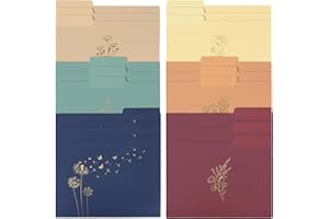 EOOUT 18 Pack Decorative File Folders Plastic Floral Colored Folders with Gold Foil Vintage 8.6 x 11.6 Inch 1/3 Cut Tab Letter Size for Office School Home