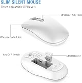 cimetech Wireless Keyboard Mouse Combo 2.4G Ultra-Slim Silent SilverWhite view 6
